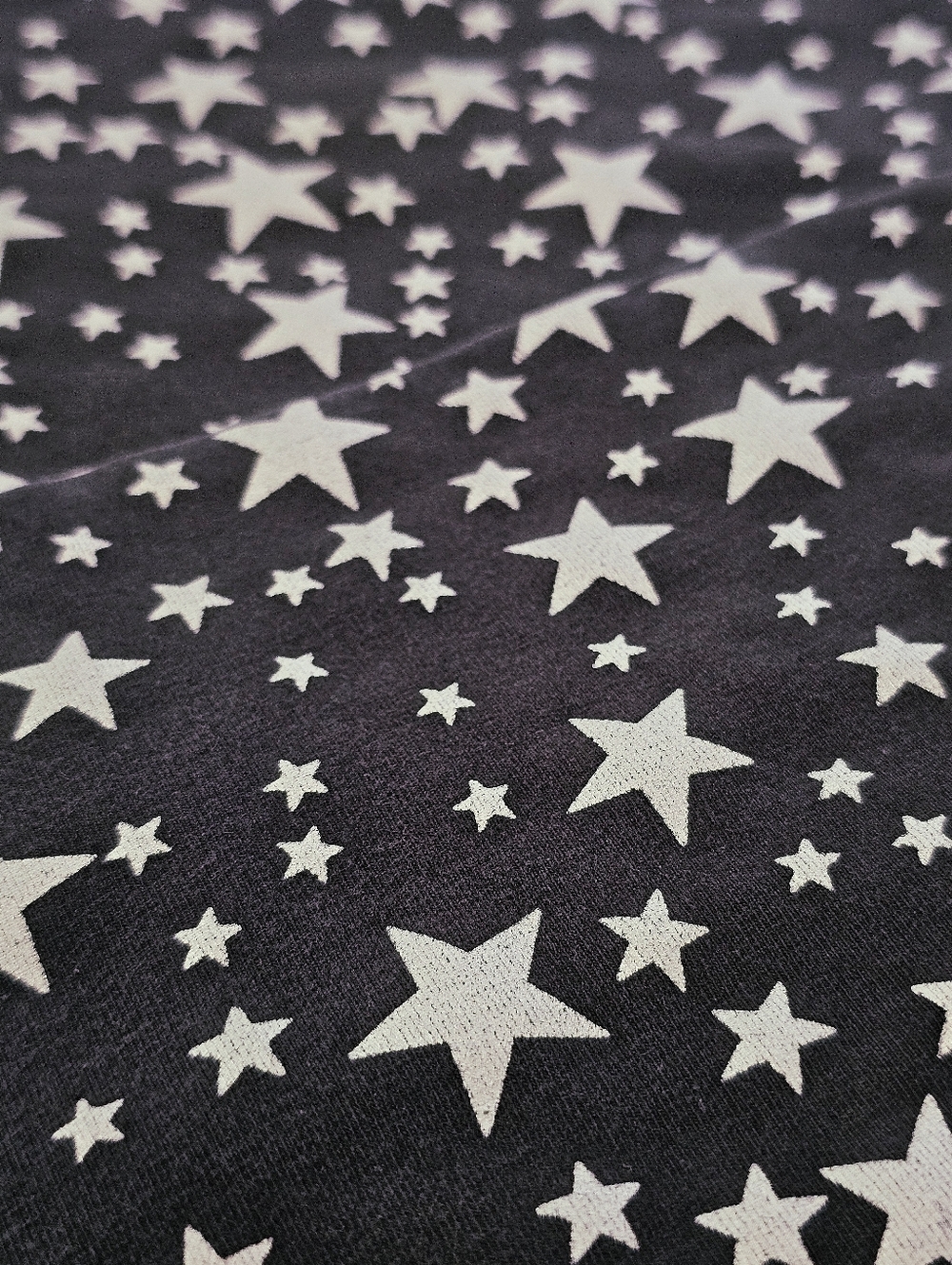 GUESS Upcycled Black Fabric with Silver Star Print - 1/2 Yard - Picture 6 of 12